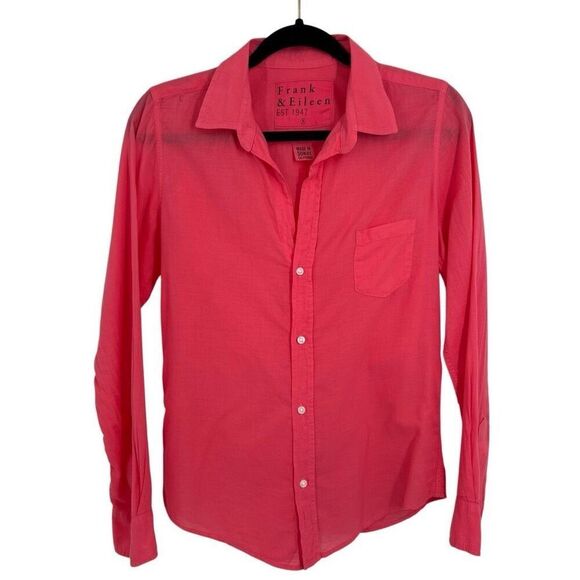 Frank & Eileen Barry Button Front Long Sleeve Blouse Pink Size Small - Picture 1 of 7